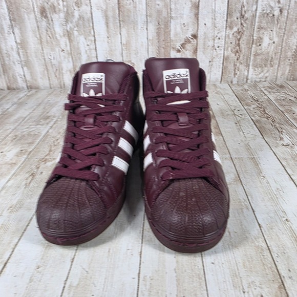 Adidas Pro‎ Model High Top Sneakers Maroon White Stripes Shoes kids 5 womens 5.5 - Picture 5 of 8
